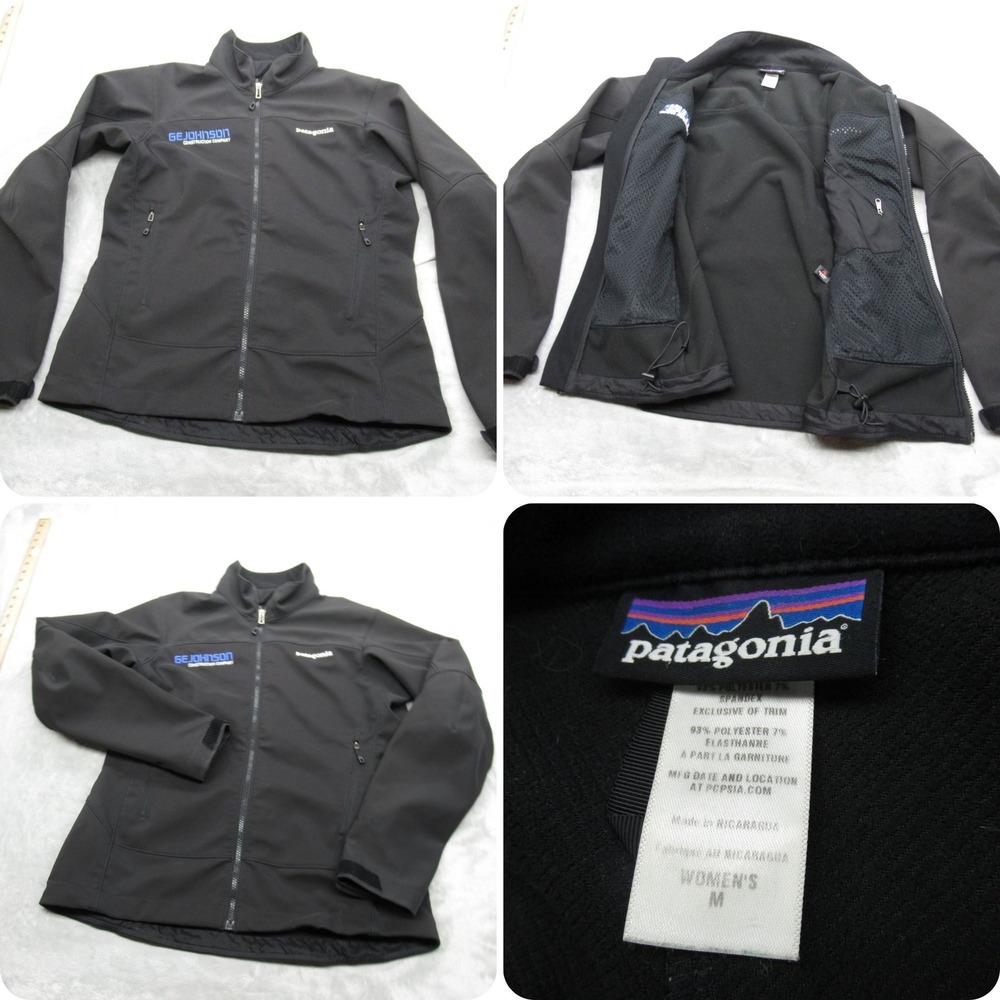 Patagonia‎ Adze Jacket Women Medium Black Thermal Softshell Water Resistant Logo